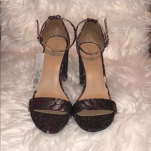 NWT - Silver & Maroon Strappy Heels